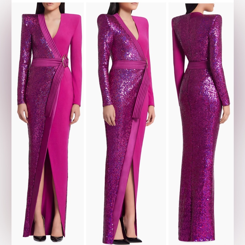 Zhivago Take Off Sequin Belted Gown Maxi Dress